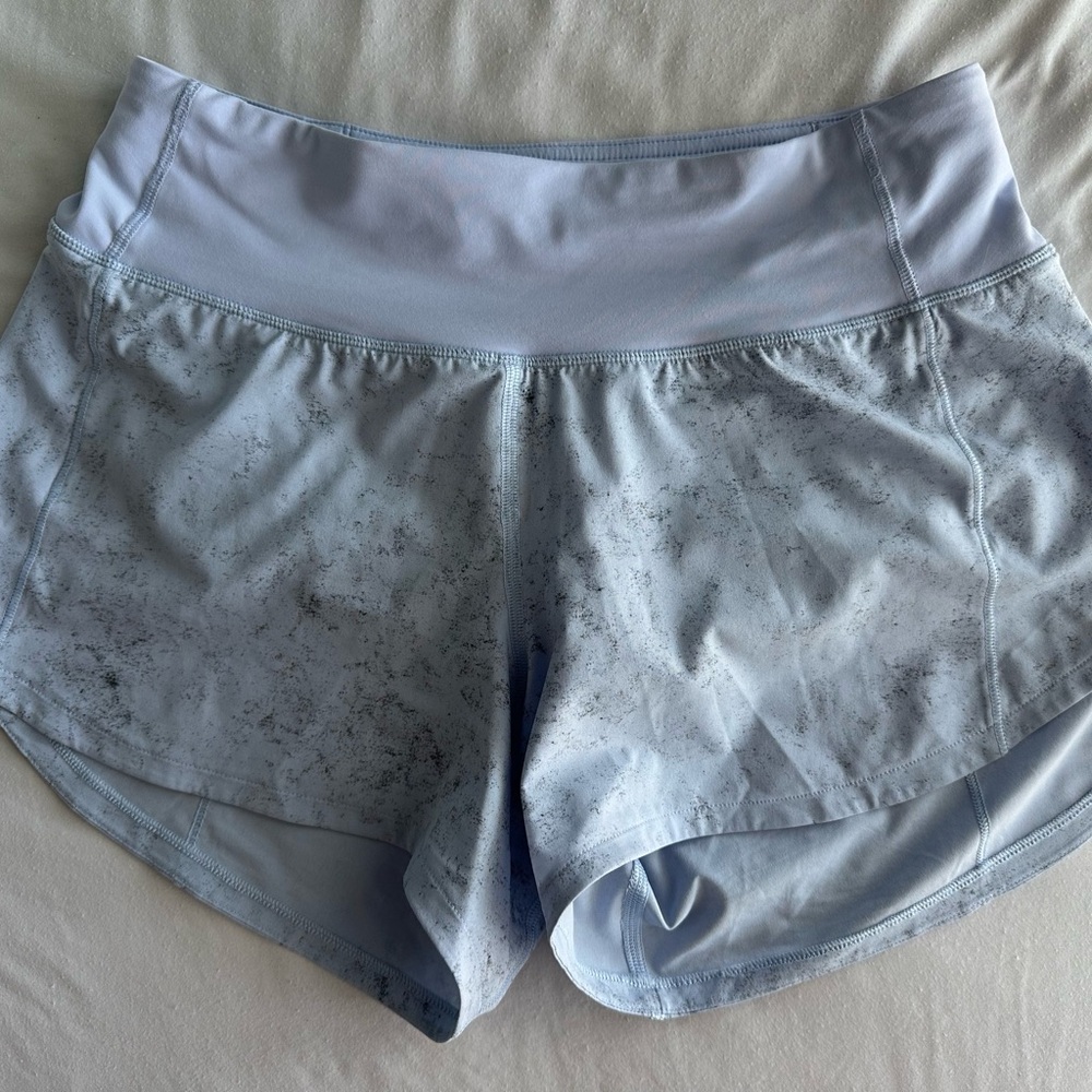 LIKE NEW Lululemon Speed Up High rise Short 4” Gravel Dust Pastel Blue
